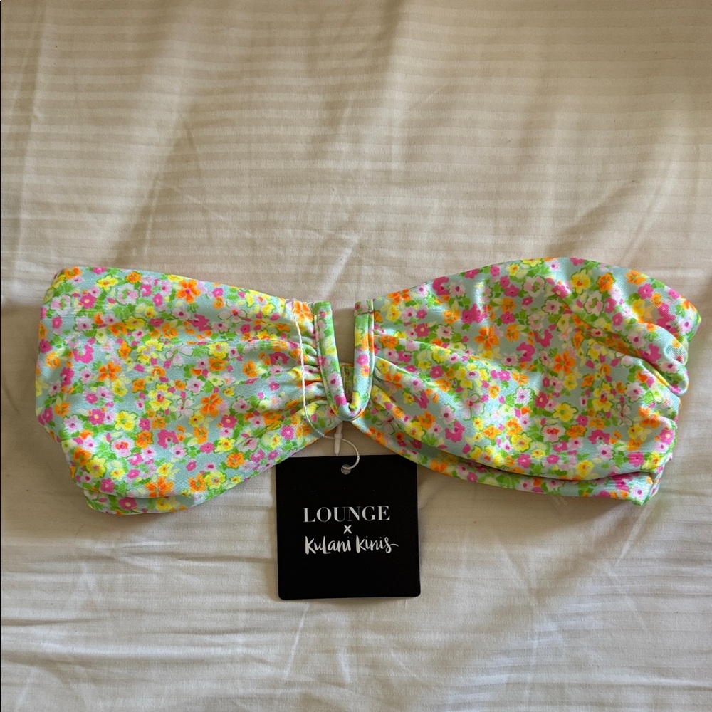 Kulani Kinis x Lounge V Strapless Bandeau bikini top NWT SIZE SMALL wild flower